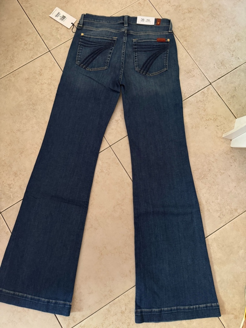 7 For All Mankind Dark Indigo Jeans with Gold Hardware - Picture 6 of 8